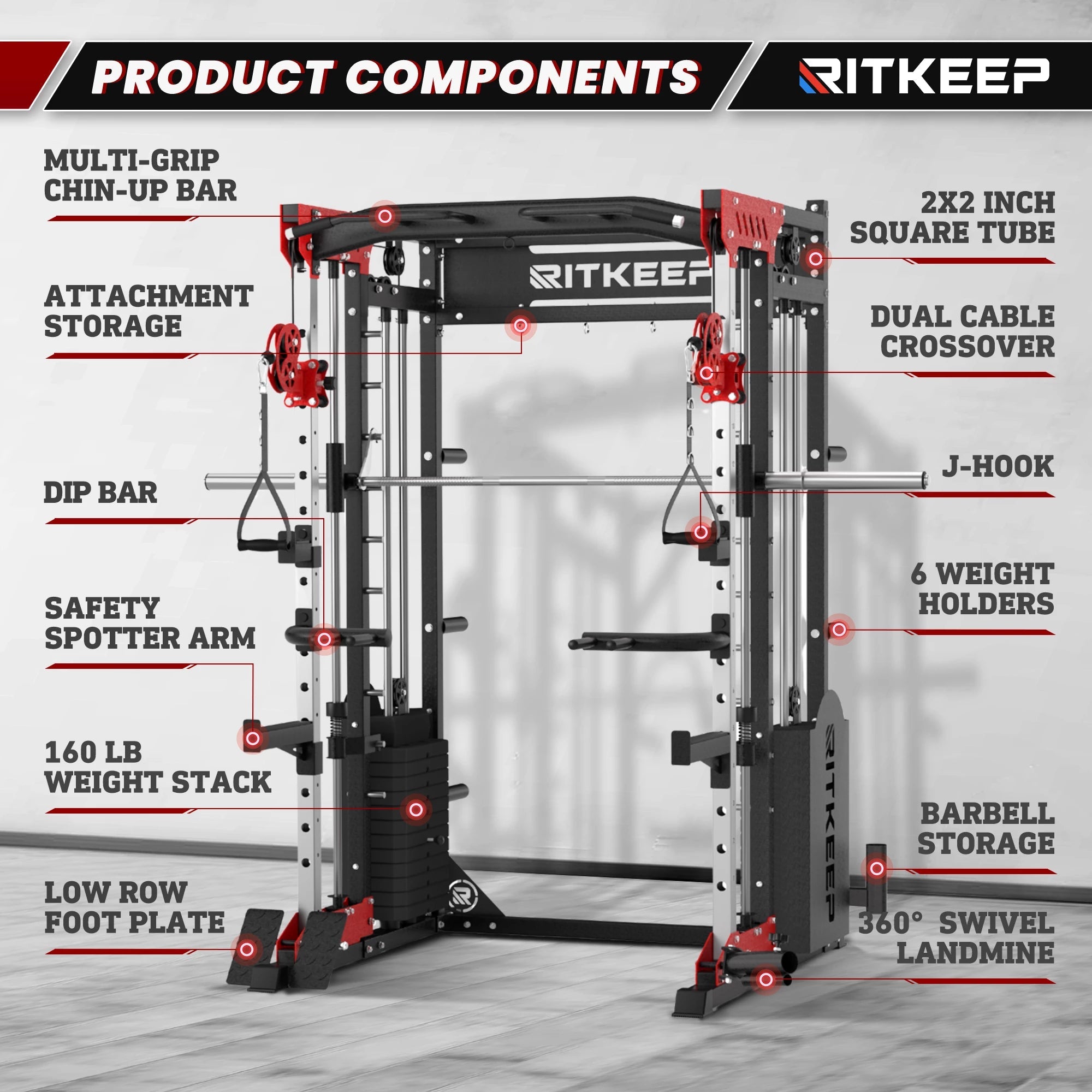 PMAX 5600 Home Gym Smith Machine - Integrated Weight System