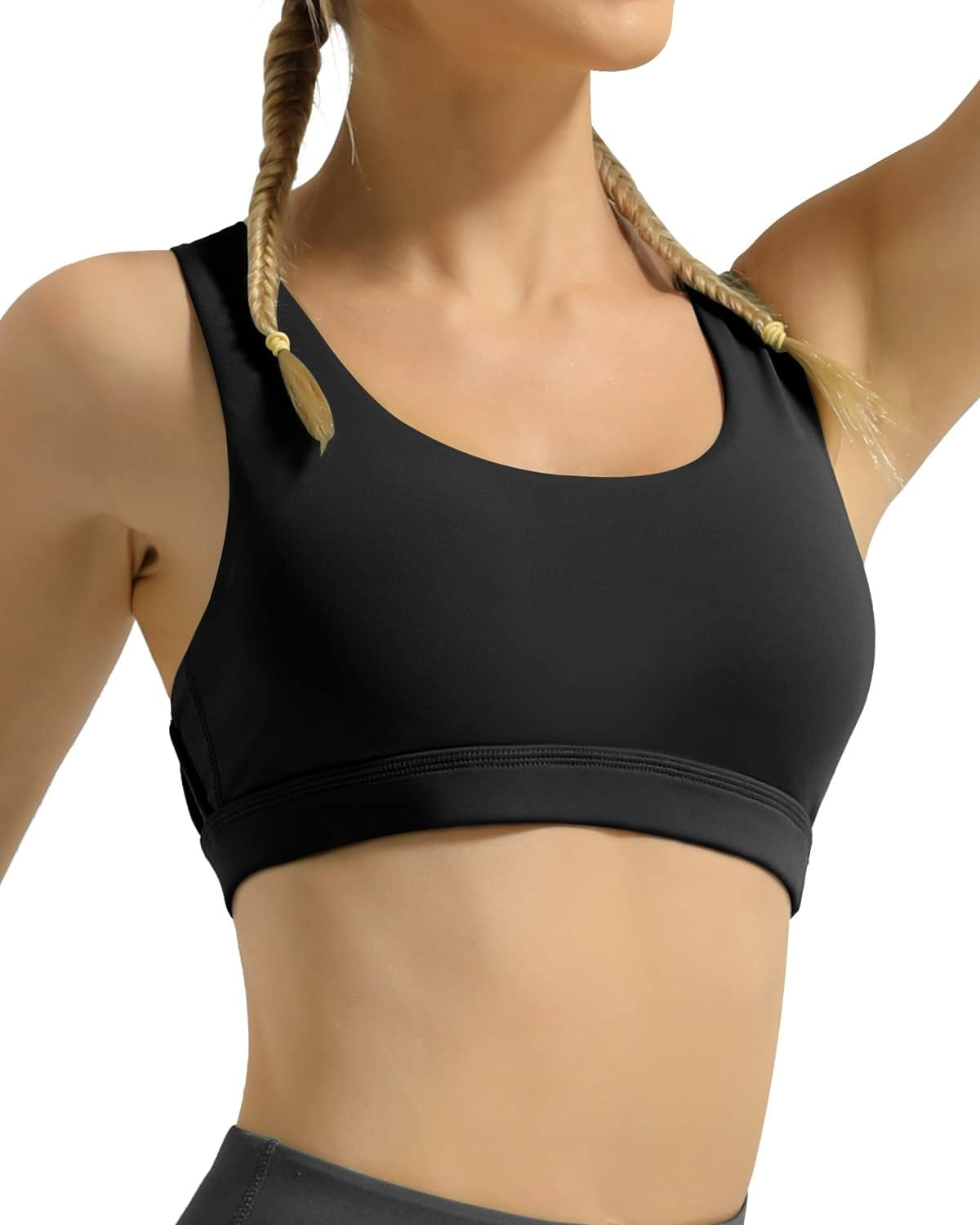 QUEENIEKE Women'S Medium Support Strappy Back Energy Sport Bra Cotton Feel 6017