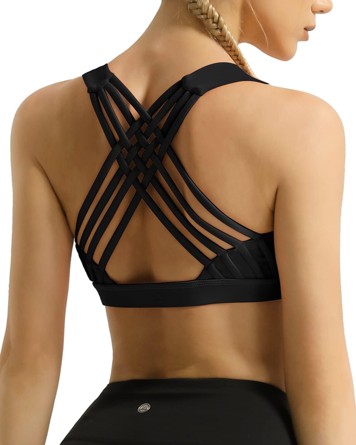 QUEENIEKE Women'S Medium Support Strappy Back Energy Sport Bra Cotton Feel 6017